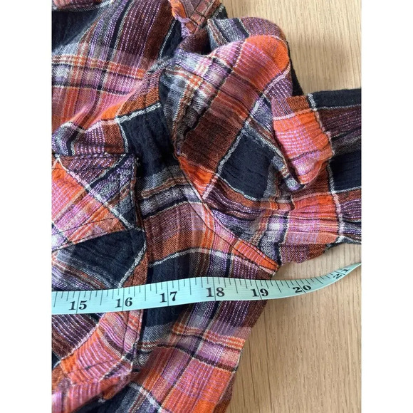 We The Free /Free People Size Small Washed Pop First Bloom Plaid Top Shirt 1346 - Picture 10 of 13